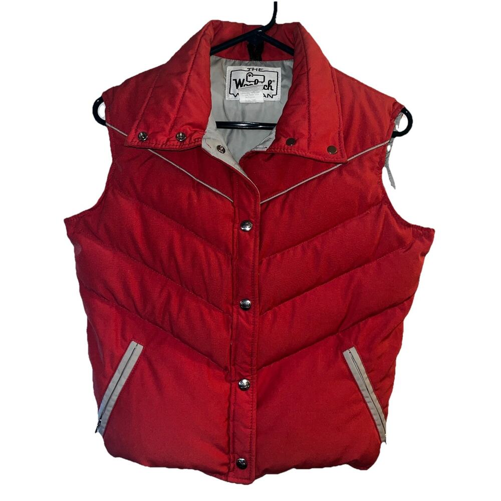 Vintage Woolrich Women's Down Filled Puffer Vest Size Sm Salmon/Gray USA